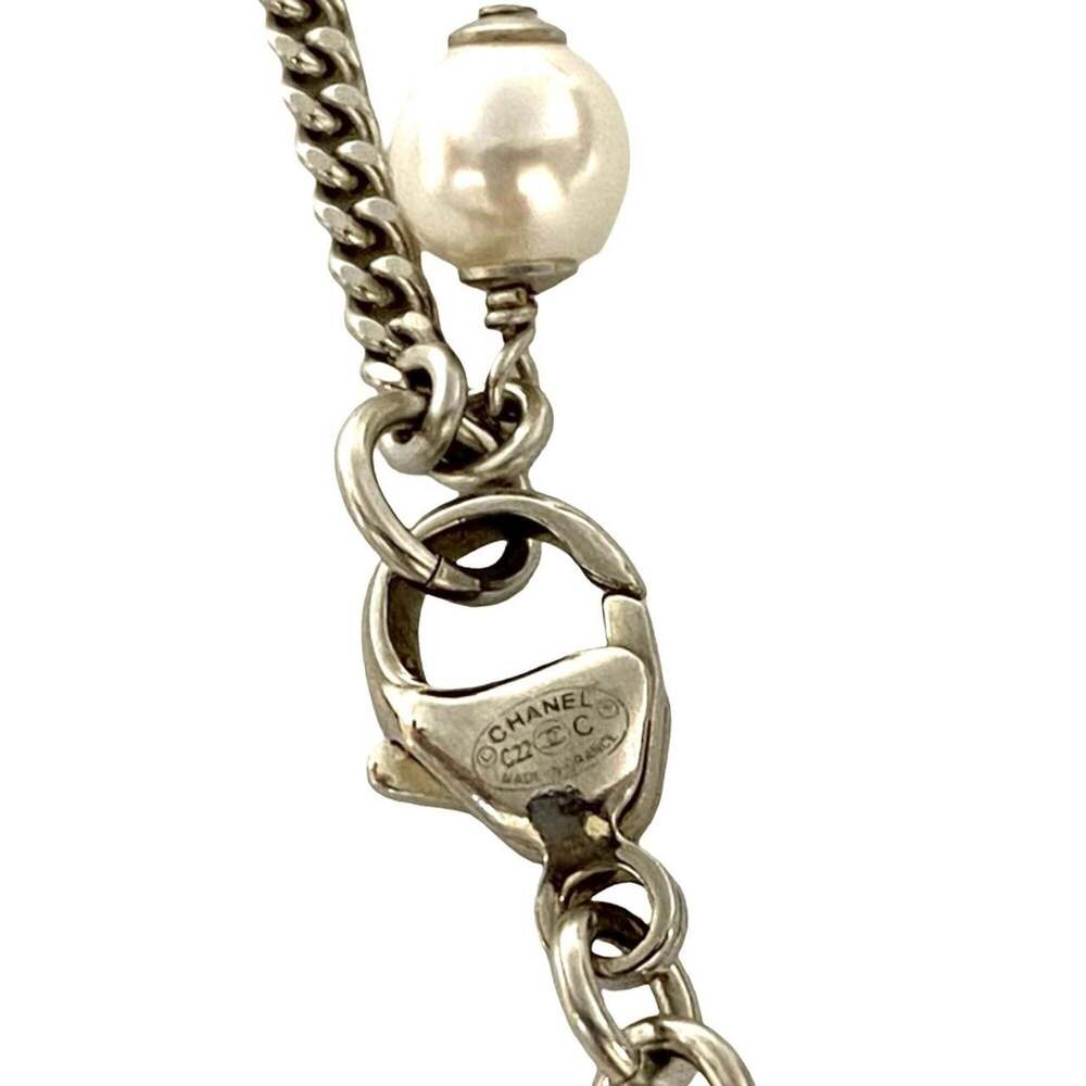 CHANEL Authentic Silver Pearl Logo Necklace - Picture 2 of 6